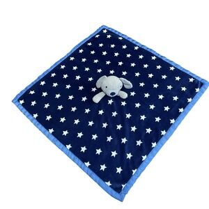 Cloud Island Puppy Dog Lovey Gray Navy Blue Stars Baby Security Blanket 29" XL